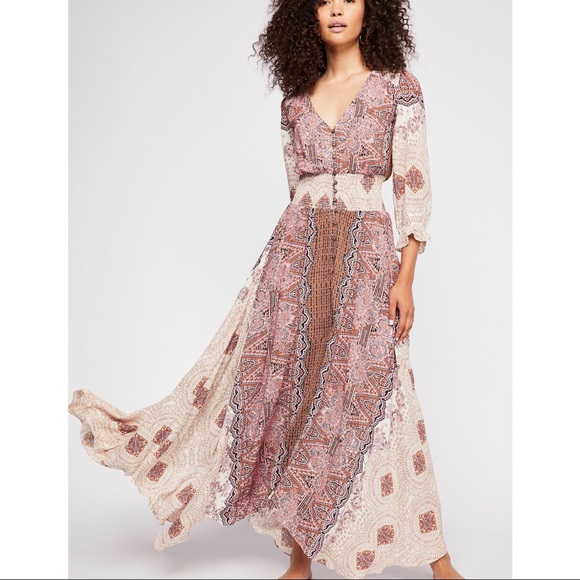 Free People Dresses & Skirts - Free People boho smock waist button up midi dress
